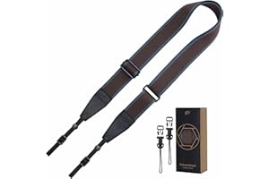 Padwa Lifestyle Adjustable Camera Strap - 1.5" Full Grain Leather Ends Camera Straps for Photographers, Adjustable Neck Shoulder & Crossbody Cotton Strap Quick Release for Cameras and Binoculars