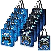 Sweetude 30 Pcs Video Game Gift Bag with Handle Game Party Supplies Reusable Gaming Non Goody Bag, 2 Styles