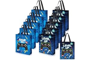 Sweetude 30 Pcs Video Game Gift Bag with Handle Game Party Supplies Reusable Gaming Non Goody Bag, 2 Styles