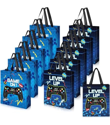 WERNNSAI Jeu Sacs De Fête - Paquet De 16 Sacs Cadeaux Kits De Fêtes Pour Enfants Garçons Anniversaire Baby Shower Partie Favor Traiter Goody Sacs Avec Poignée