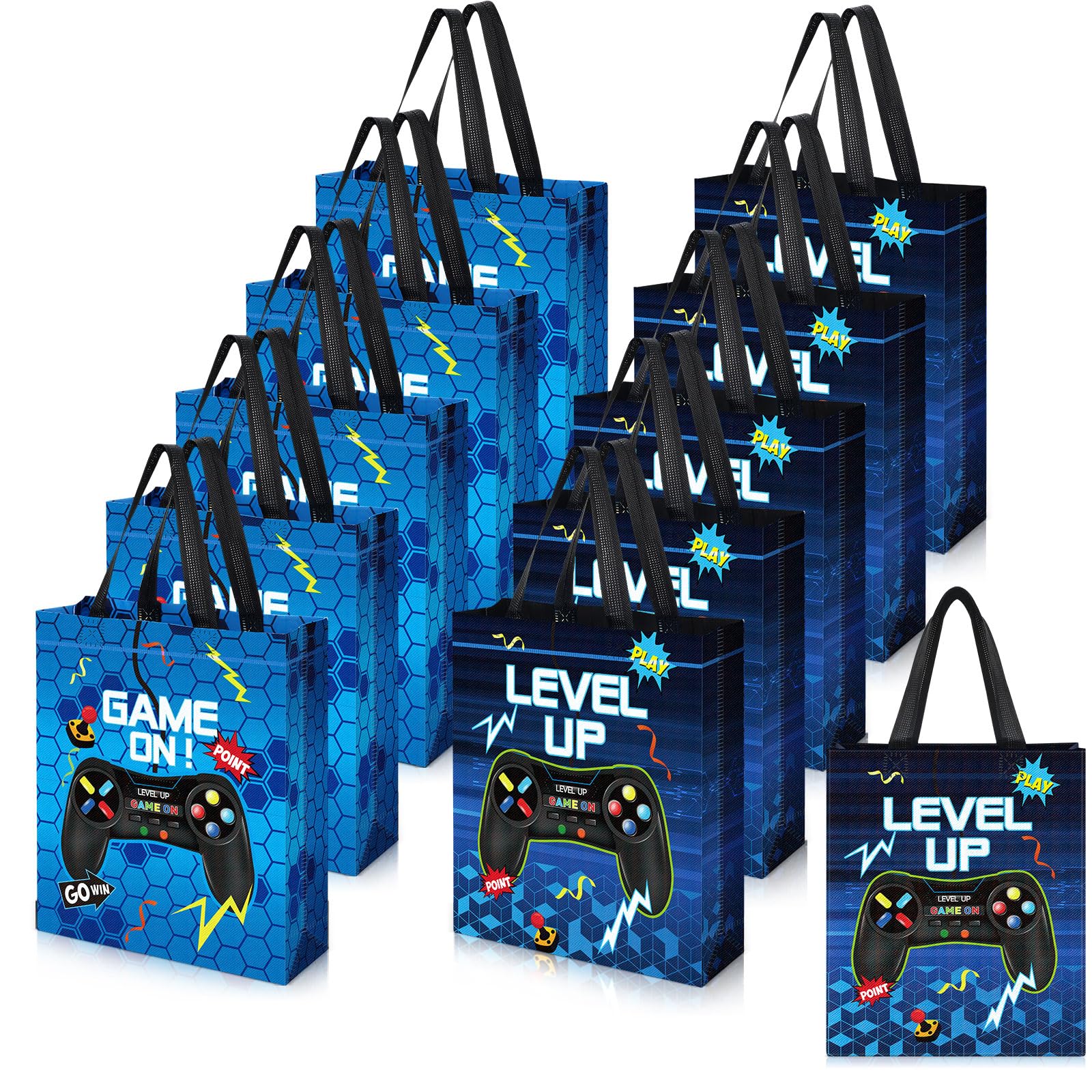 Photo 1 of Sweetude 30 Pcs Video Game Gift Bag with Handle Game Party Supplies Reusable Gaming Non Goody Bag for Girl Boy, 2 Styles(Blue)