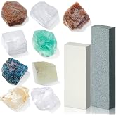 Landical Moh's Hardness Test Kit, 11 Pcs Mineral Hardness Set | Include 9 Rock Mineral Specimens, 2 Unglazed Porcelain Streak Plates for Exploring Identifying Studying Geology Earth Science
