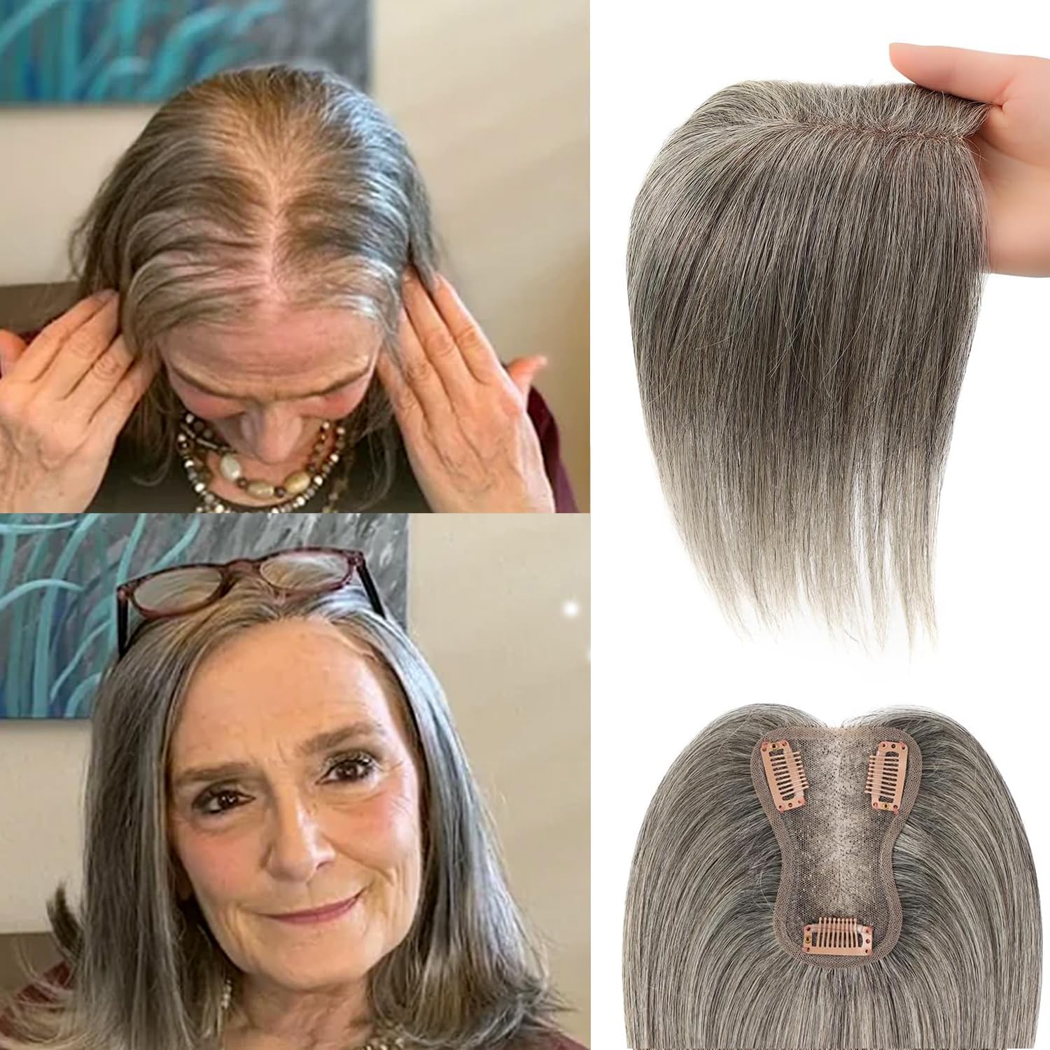 Hair Toppers for Women with Thinning Hair Remy Toppers Hair Pieces for Women Human Hair clip on 100% Human Hair Toppers (hui) — image 1