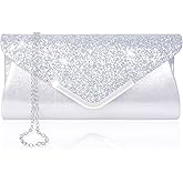 Women Evening Envelope Handbag Prom Sequin Clutch Purse Shoulder Cross Body Bag