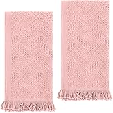 AOZUO 2 Pcs Hand Towels Bathroom, 30×13 Inch Boho Decorative Hand Towels Turkish Soft Face Towel for Boho Bathroom Decor Farmhouse Kitchen Hotel Spa Guest (Pink)