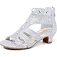 Cliivour Girls High Heels Dress Pump Sandals Glitter Wedding Flower Party Princess Shoes for Kids Toddler