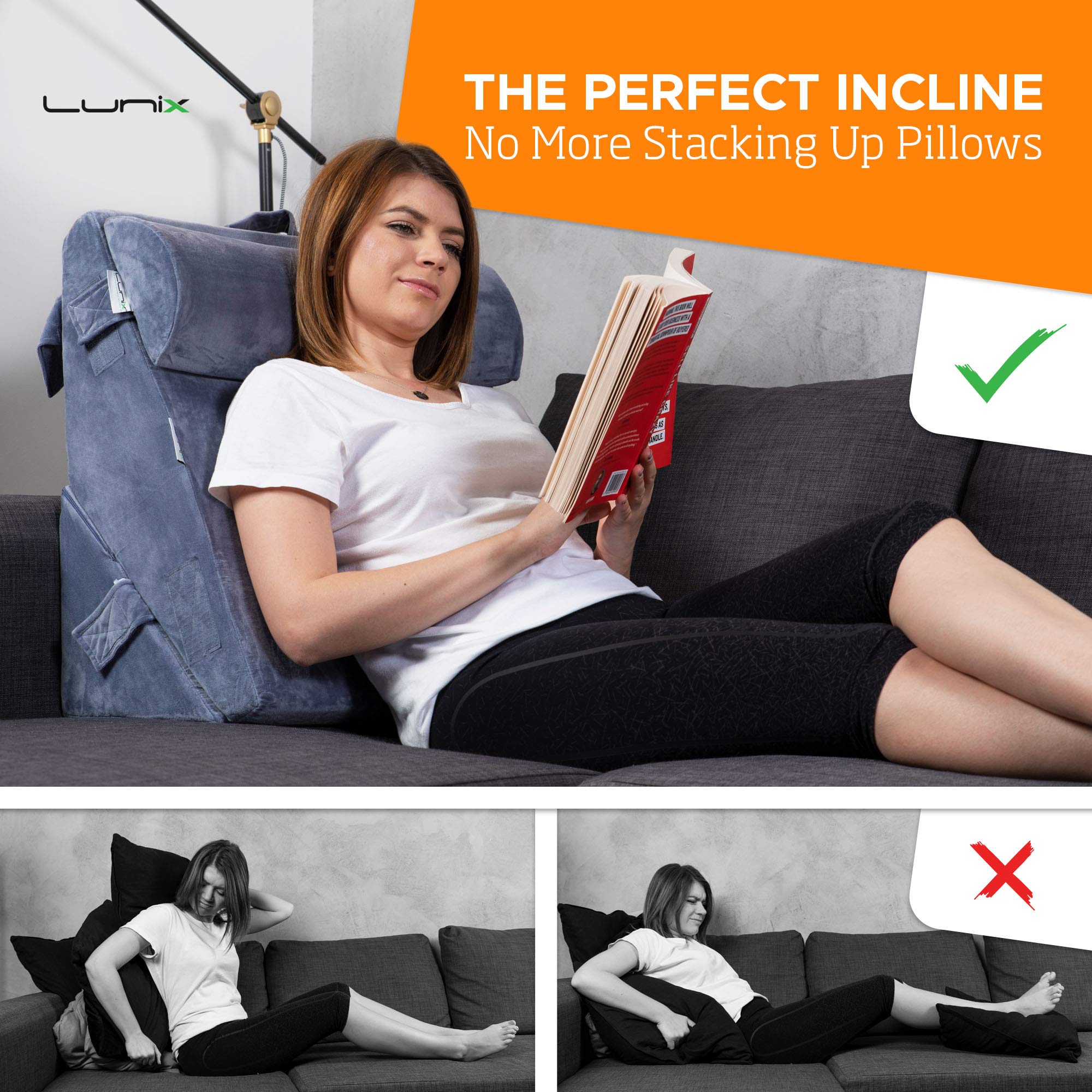 Mua Lunix LX6 3pcs Orthopedic Bed Wedge Pillow Set, Post Surgery Memory