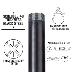 PIPE DECOR Black Steel Plumbing Pipe, 2 in. Dia. x