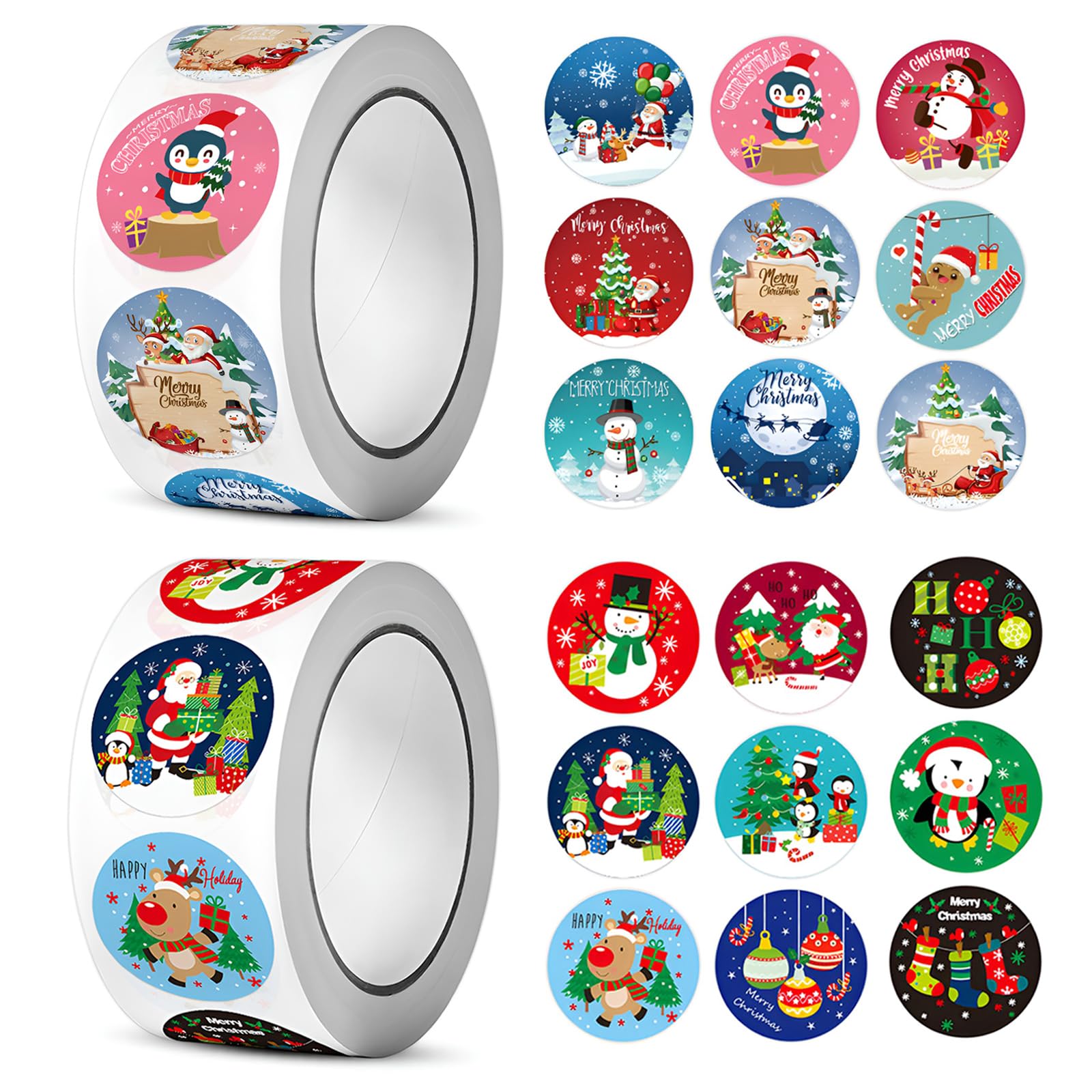 1000 Pcs Christmas Stickers, Christmas Stickers for Crafts, Christmas Sealing Sticker Christmas Decoration Stickers Christmas Sticker Label for Crafts Scrapbooking Card Candy Wrap Decoration