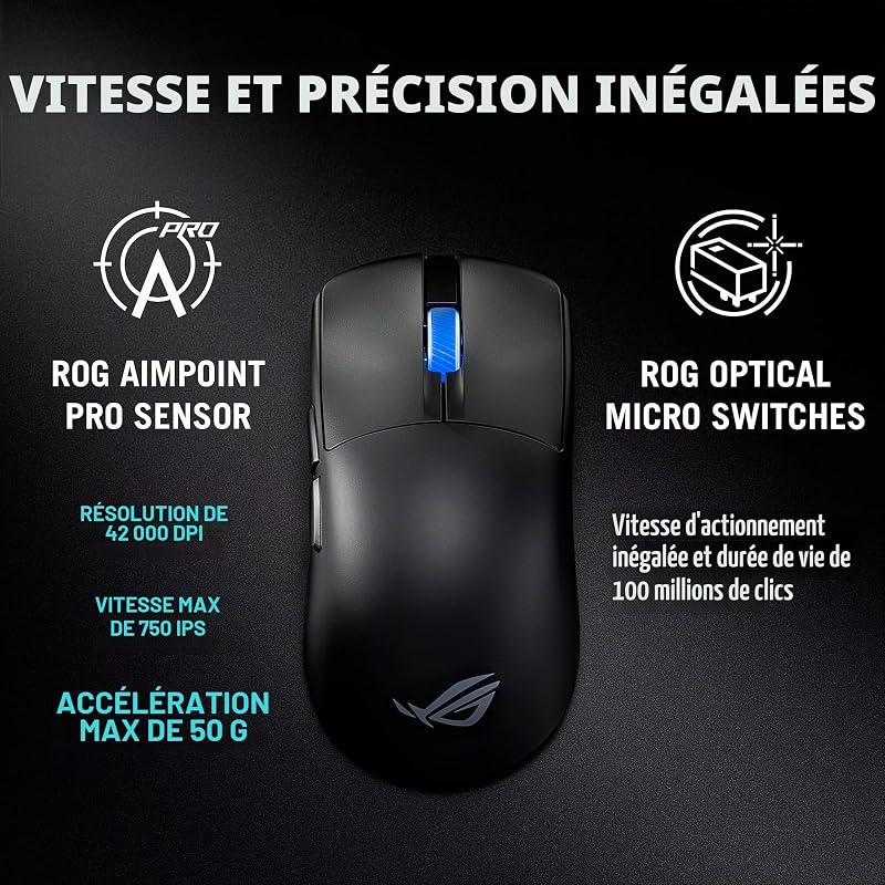 ROG Harpe II Ace - Souris de Jeu sans Fil pour Esport - Noir