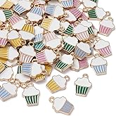 KitBeads 100pcs Random Enamel Dessert Cup Cake Charms - Colorful Cute Sweet Food Charms for Jewelry Making Bracelets Necklace