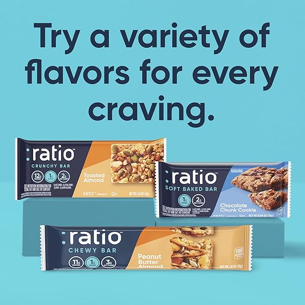 RATIO SOFT BAKED BARS, CHOCOLATE BROWNIE, 1G SUGAR, KETO FRIENDLY, 5.34 OZ (6 BARS)