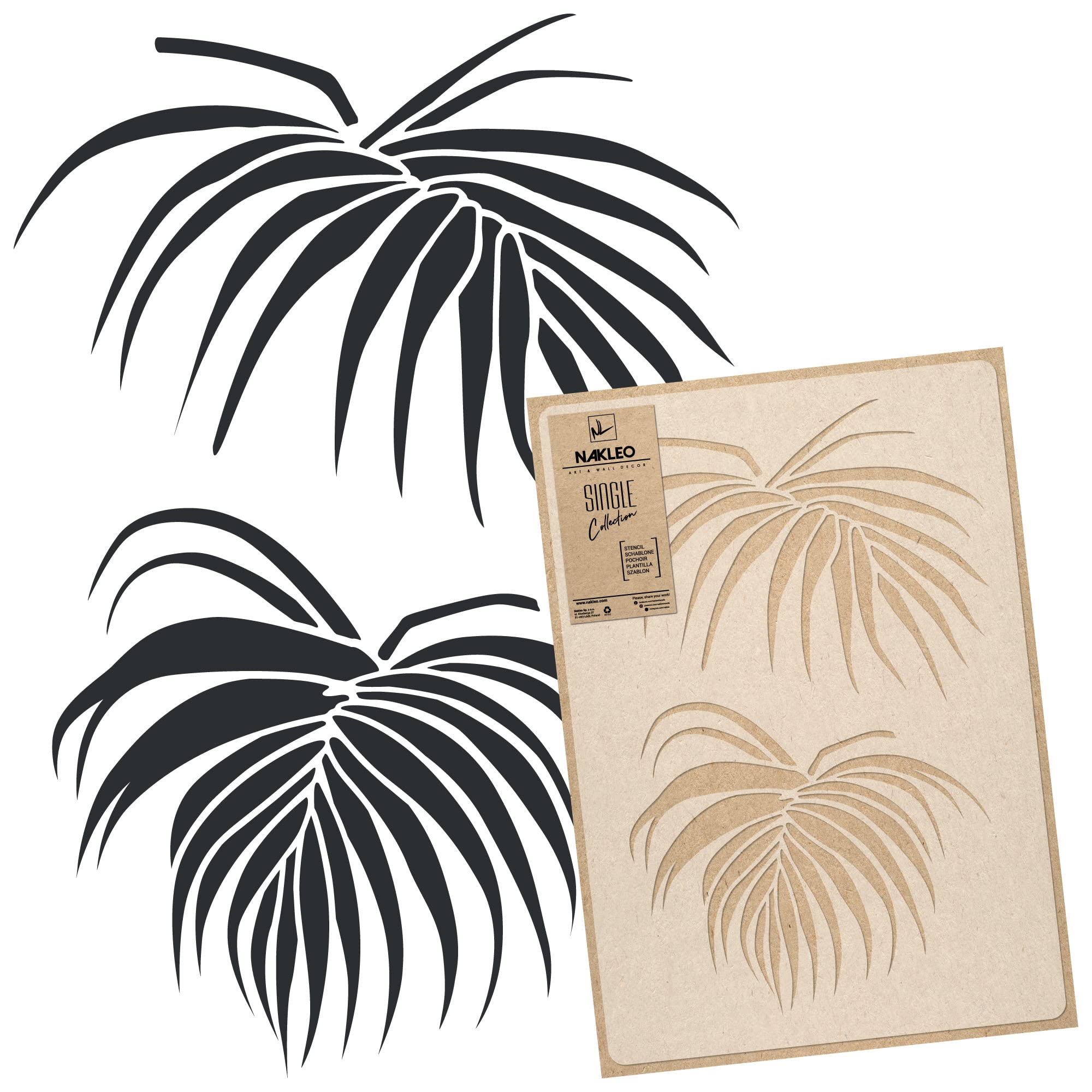 NAKLEO Floral Large Wall Painting Stencil 43x64 cm, Areca Palm Frond Pattern, Reusable Plastic Template, DIY Art and Craft Home Decor, Floor Wood Fabric Furniture — image 1