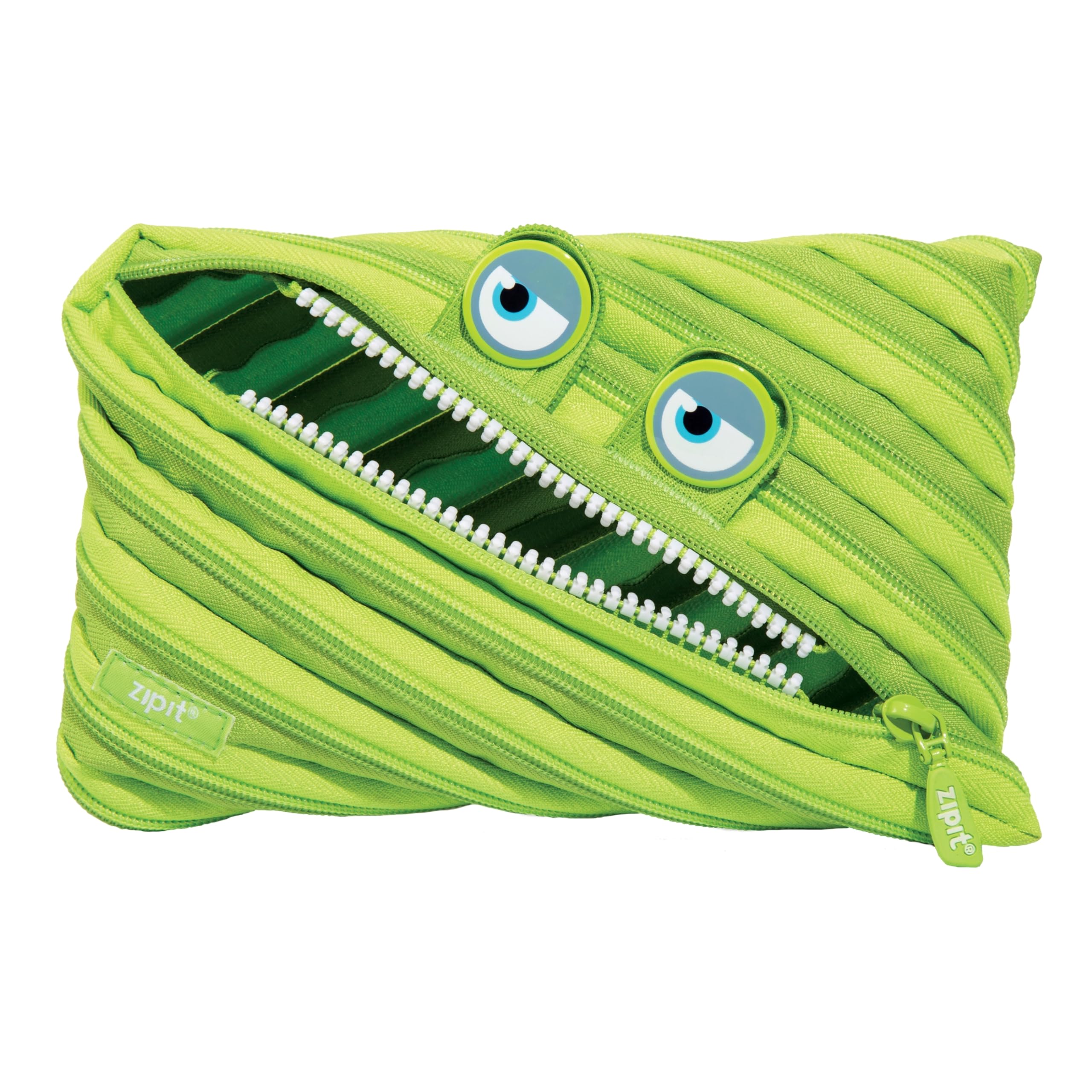 ZIPIT Wildlings Large Pencil Case for Boys, Cute Zipper Pouch for Kids and Teens, Stationery Bag for School ,Green