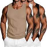Ficerd 3 Pack Men's Big and Tall Tank Tops, Knit Ribbed Sleeveless Shirts Plus Size Slim Fit Workout Gym Muscle Tee