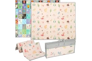 Qaba Baby Play Mat Double-Sided, Foldable Waterproof Activity Playmat, Reversible Foam Soft Crawling Mat for Bedroom, Nursery