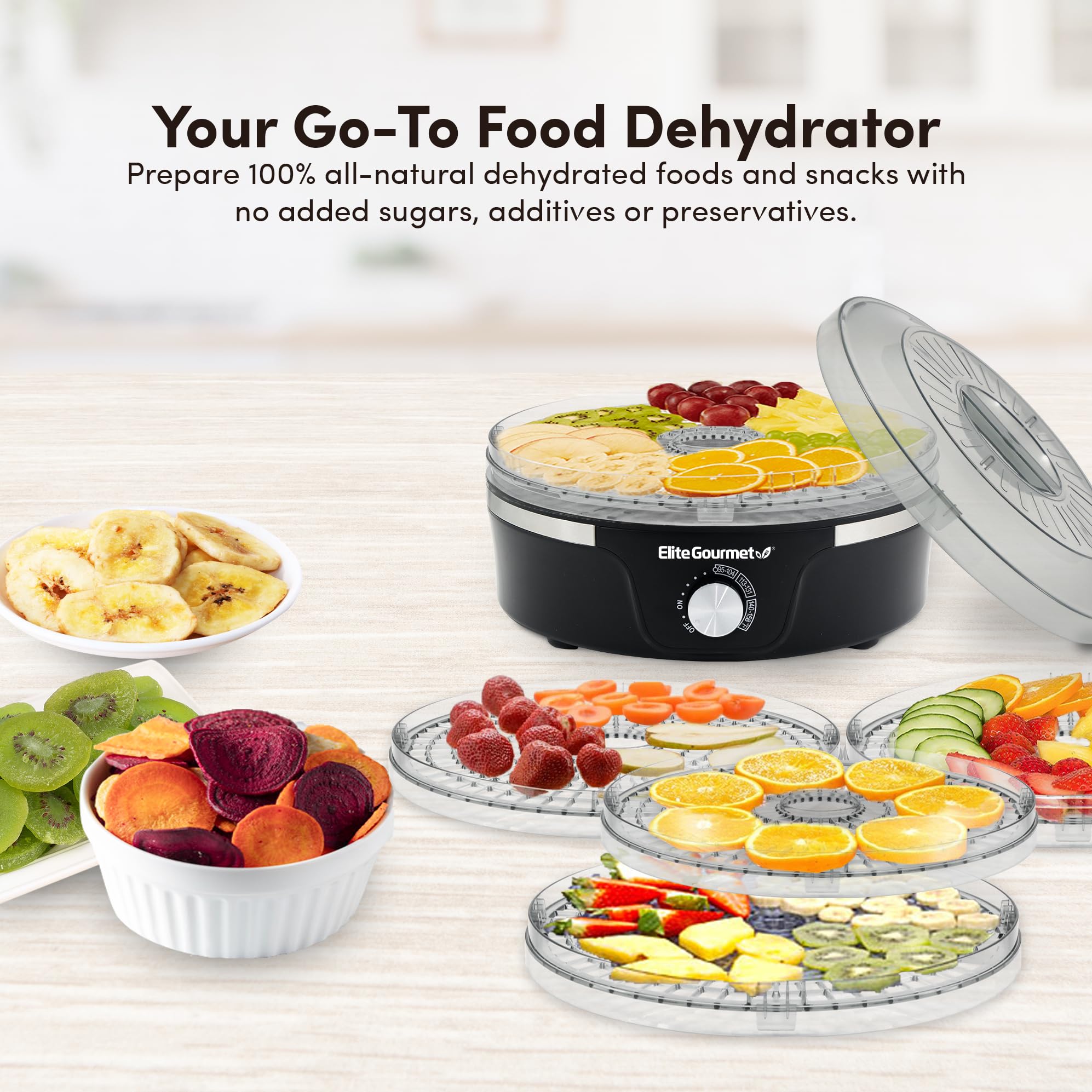 Elite Gourmet EFD319 Food Dehydrator, 5 BPA-Free 11.4