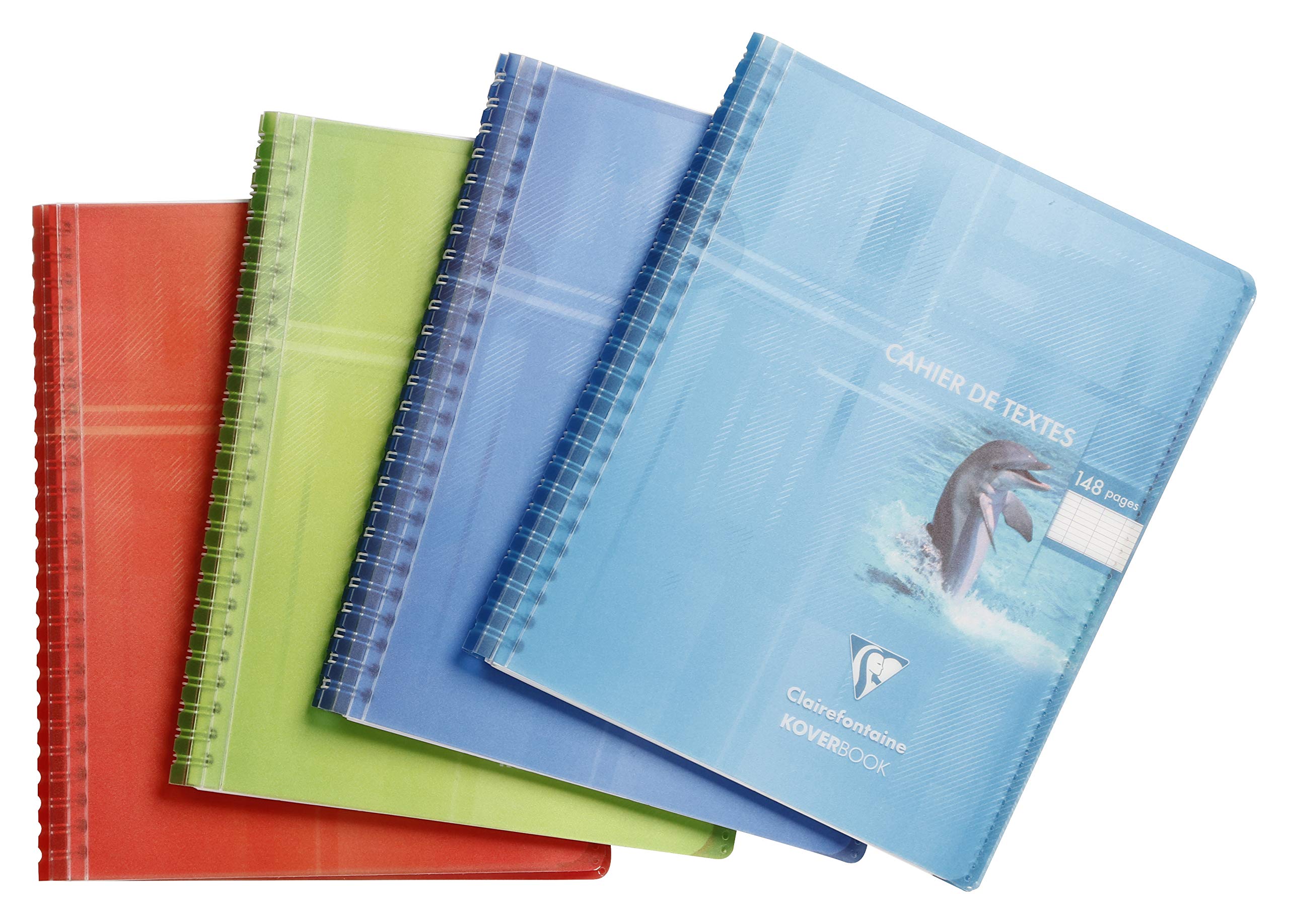 Clairefontaine 152438C - Koverbook Spiral Text Book - Size: 17 x 22 cm - 148 Seyes Ruled Pages - 90 g White Paper - Wraparound Polypro Cover - Random Colour