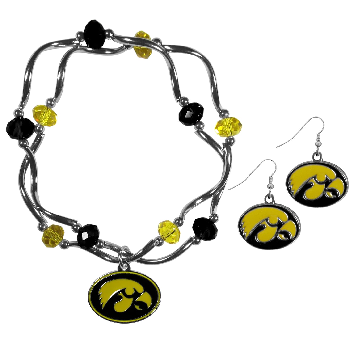 Siskiyou NCAA Womens Dangle Earrings and Crystal Bead Bracelet Set