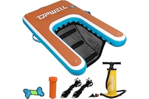 UPWELL Inflatable Dog Water Ramp Floating Ramp Blue Pup to Lake, Boat for Pool Non-Slip Eva Platform Dock Floats Ladder Plank