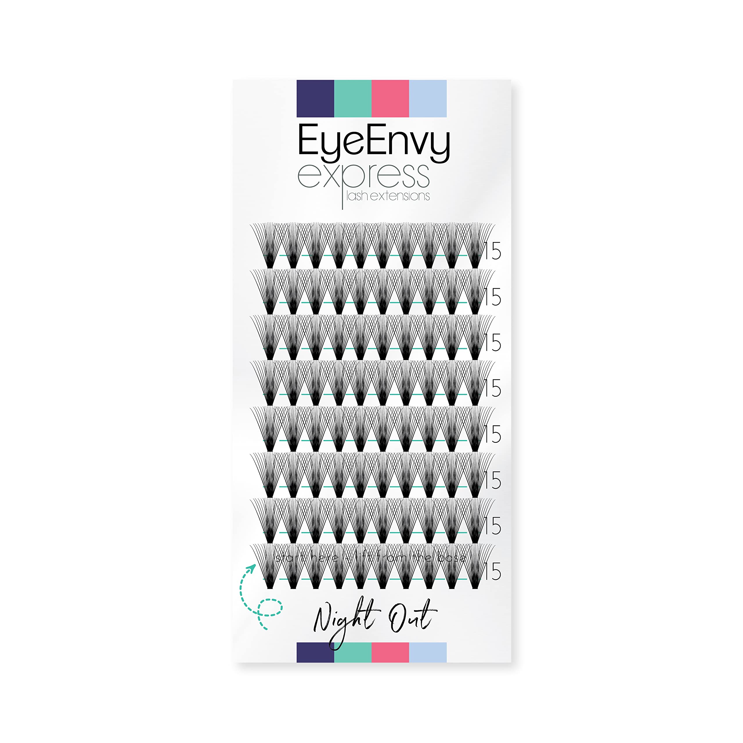 Individual Cluster Lashes Night Out D curl 15mm Extra Long Faux Mink Full Volume EyeEnvy Express Lash Extensions