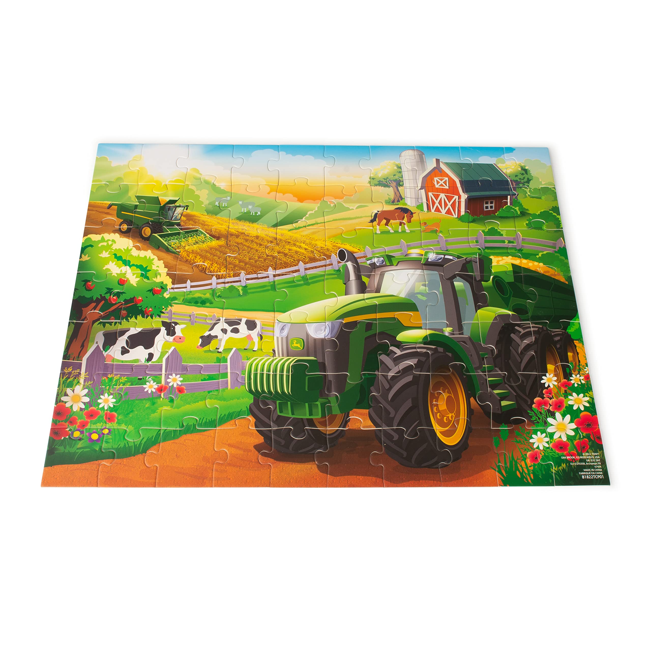 John Deere Kids Jigsaw Puzzle Box with 70 Heavy Duty Pieces - Farm Animals and Tractor Toy Puzzle Set - Educational Jigsaw Puzzles for 4 Year Olds and Above - Relaxing Family Jigsaw Board Game