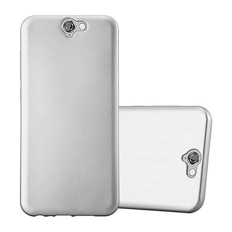Cadorabo Hülle für HTC ONE A9 - Hülle in METALLIC Silber – Handyhülle aus TPU Silikon im Matt Metallic Design - Silikonhülle Schutzhülle Ultra Slim Soft Back Cover Case Bumper