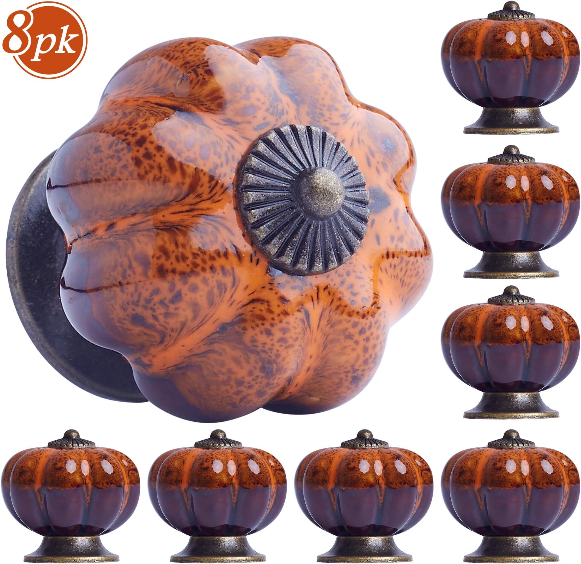 Set of 8 Blue Ceramic Cupboard Knobs Drawer Knobs Kitchen Furniture Door Handles Cupboard Knobs Knobs Ceramic, Orange
