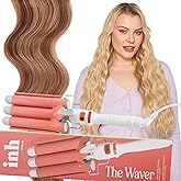 INH Hair Waver 3 Barrel | Ceramic Curling Iron for Beach Waves | Wavy Hair Curler for Fine, Thin, Thick, Long & Short Hair | Dual Voltage Deep Waver w/LED Screen & 360º Swivel Cord for Easy Styling