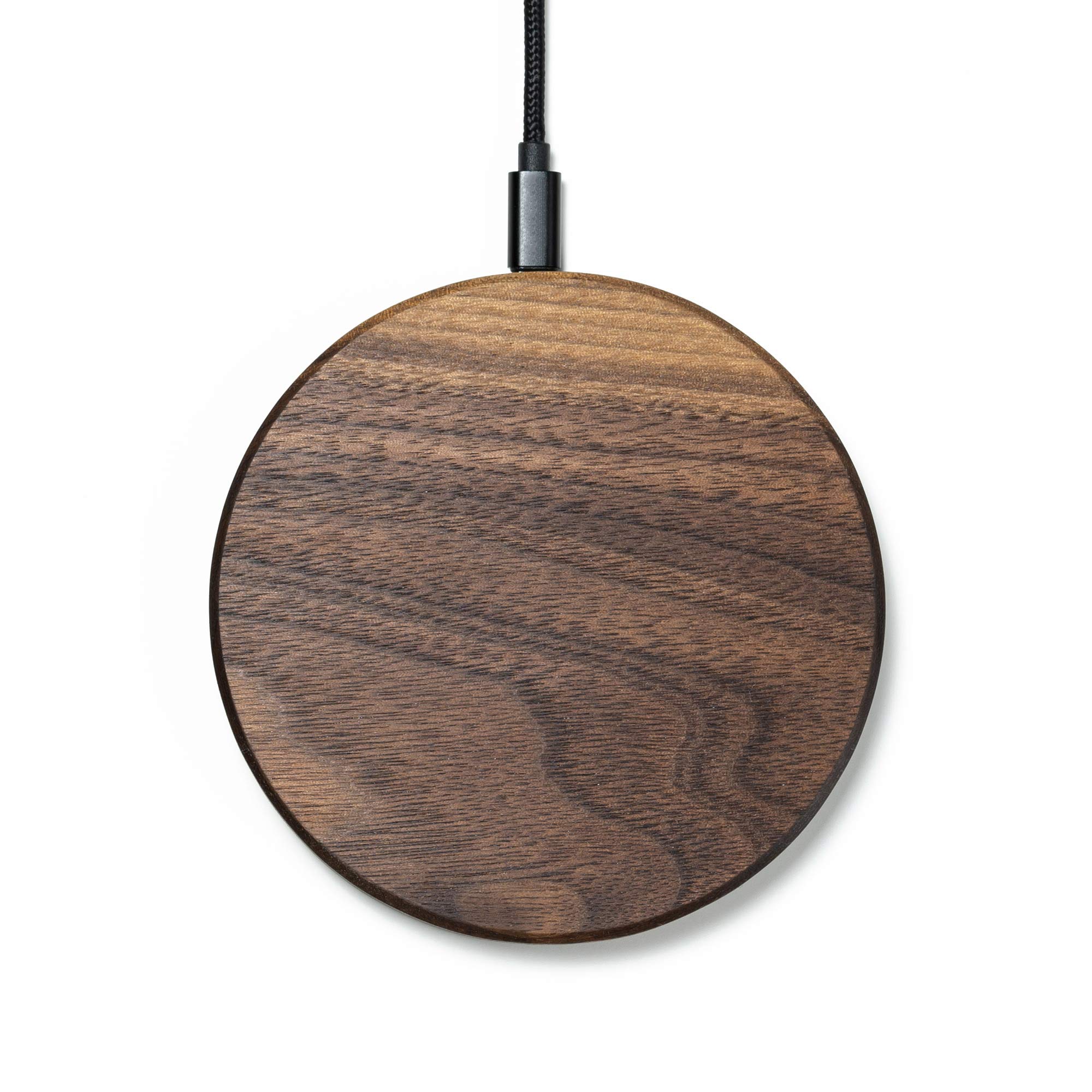 Oakywood Slim Wireless Charging Station, Made of Wood&Steel, 15W Fast Charging, Compatible with All Qi-Enabled Devices, CE, FCC, RoHS Certified, Handrafted in EU, Walnut