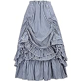Belle Poque Women's Vintage Stripes Gothic Victorian Skirt Renaissance Style Falda
