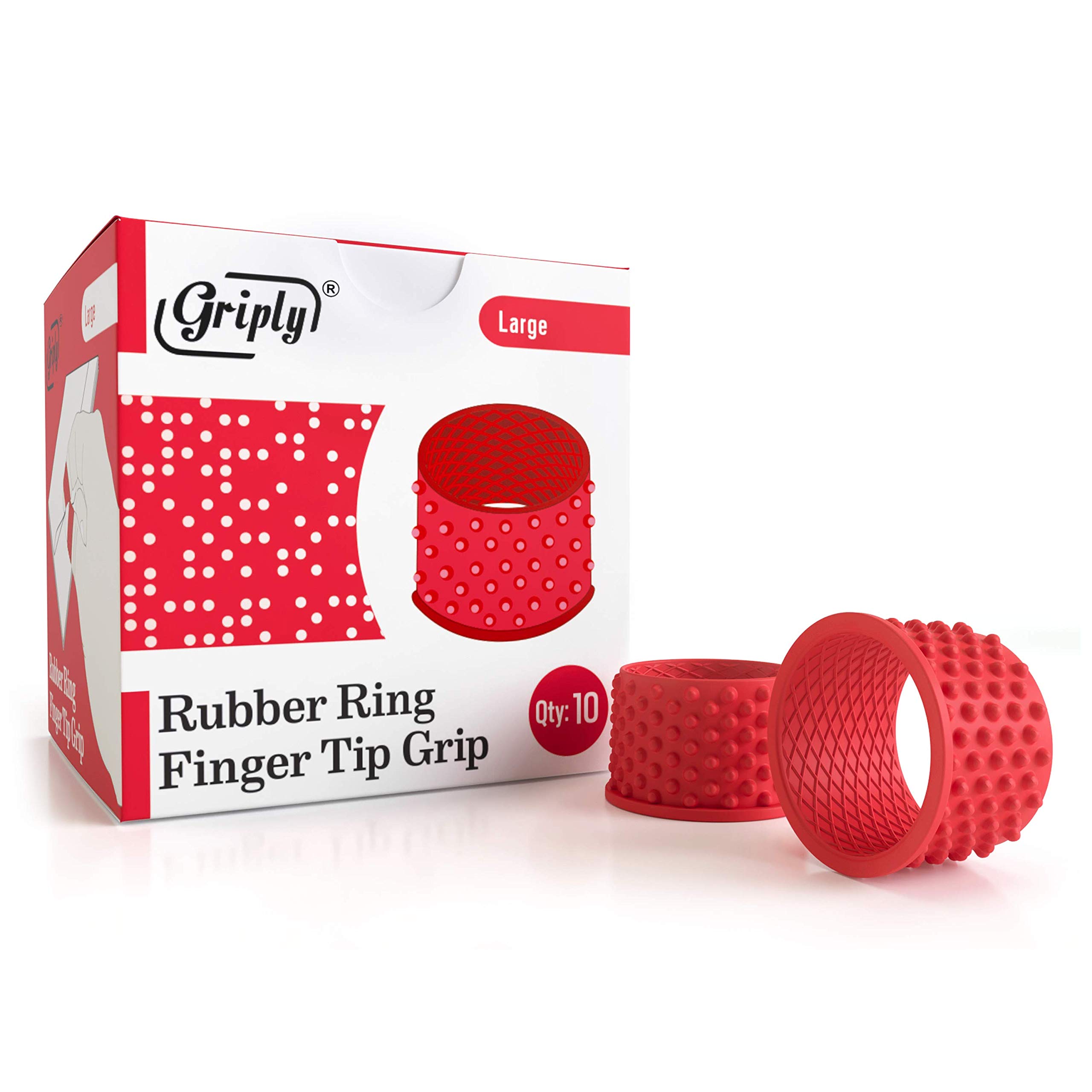 Griply Rubber Finger Tips | Hand Grips | Rubber Tip Finger Protector | Finger Pads (Large)