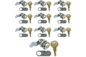 Leisure Coachworks 10 Pack 7/8" Keyed Camlock with Straight and Offset Cam Lock Latch Keyed Alike (10, 7/8")