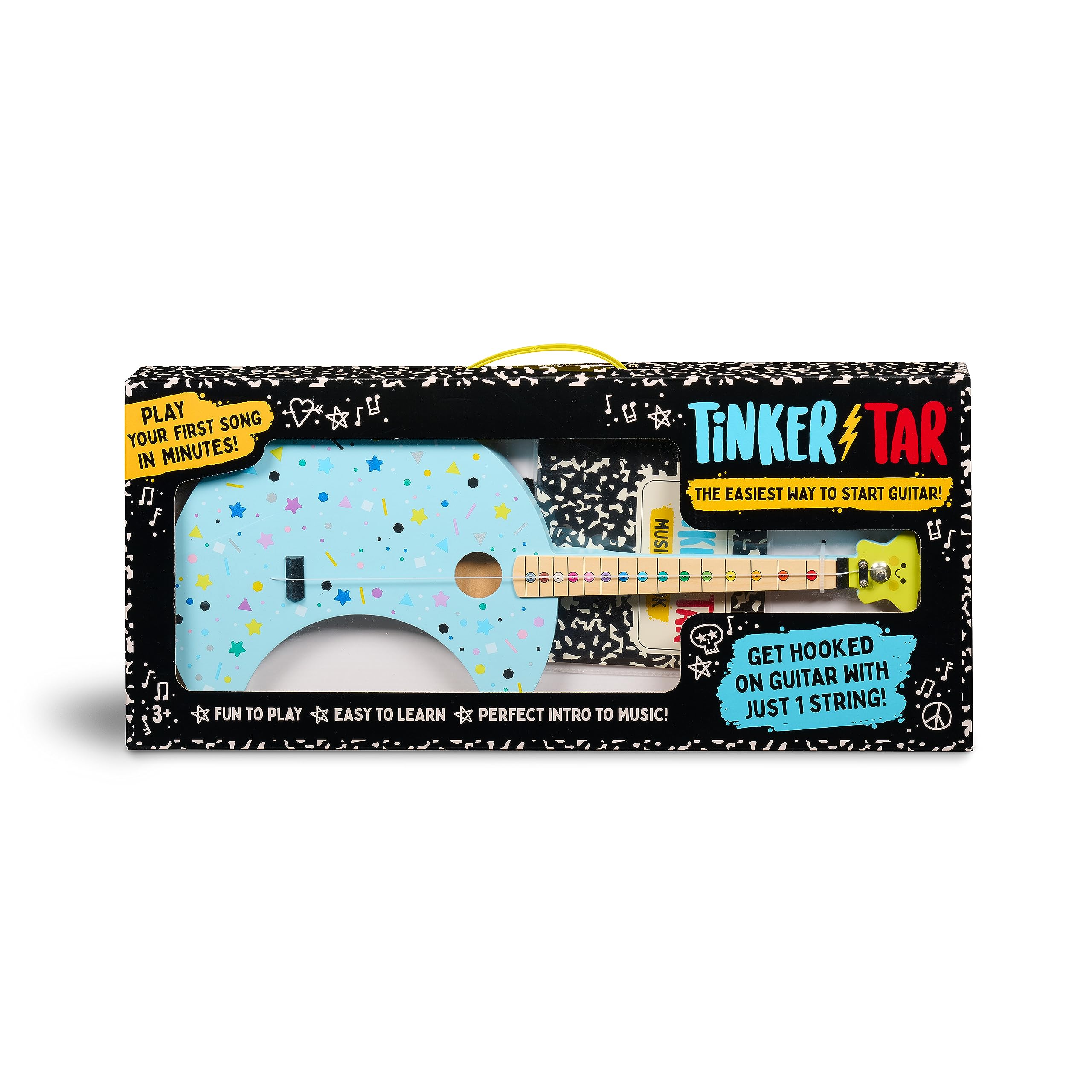 TinkerTar - Moon Guitar - The Easiest Way to Start and Learn Guitar - Premium Wood Construction - 1 Stringed Toy Instrument for Kids – Perfect Intro to Music for Ages 3 and up - from Buffalo Games