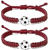 Lavoio Soccer Bracelet - Adjustable Woven Jewelry with Alloy Soccer Charm, Perfect Sports Accessories and Friendship Gifts for Team Players