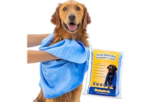 RUBYLOO Shammy Dog Towels for Drying Dogs Large - 34" x 26" - Quick-Dry Technology Dries Dogs 2X Faster - Easy to Wring Out & Reuse - Ultra Absorbent - Compact - For Bath, Swim, Rain, Travel, Cooling - 1 Pack