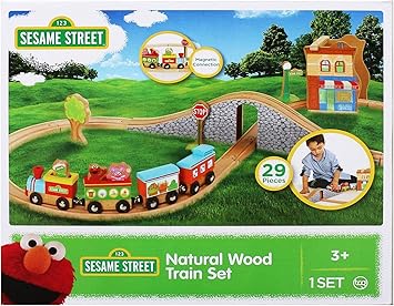 sesame street wooden train set