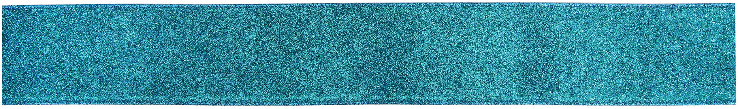 Oaktree UK Eleganza Sparkle Wired Edge Ribbon 63mm x 9.1m Turquoise No.55