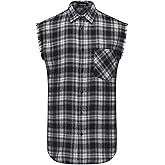 UPAAN Men Sleeveless Plaid Shirt, Cowboy Button Down Shirts, Muscle Performance Sleeveless Shirts