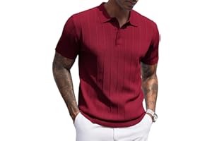 COOFANDY Mens Knit Polo Shirts Short Sleeve Ribbed Textured Polo Shirt Lightweight Casual Golf Shirts Collared T Shirt