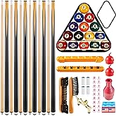 Jenaai 39 Pcs Premium Pool Table Accessories Set Billiard Set | 6 Cue Sticks, 16 Billiard Balls, Triangle, Diamond Racks, Cue Chalk, Tip Tool, Brushes, Score Holder for Home Tabletop Game