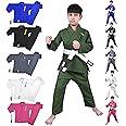 POZTEV Kids Brazilian Jiu Jitsu Gi For Kids BJJ Gi Youth Grappling Kimonos Preshrunk Lightweight Martial Arts Uniform