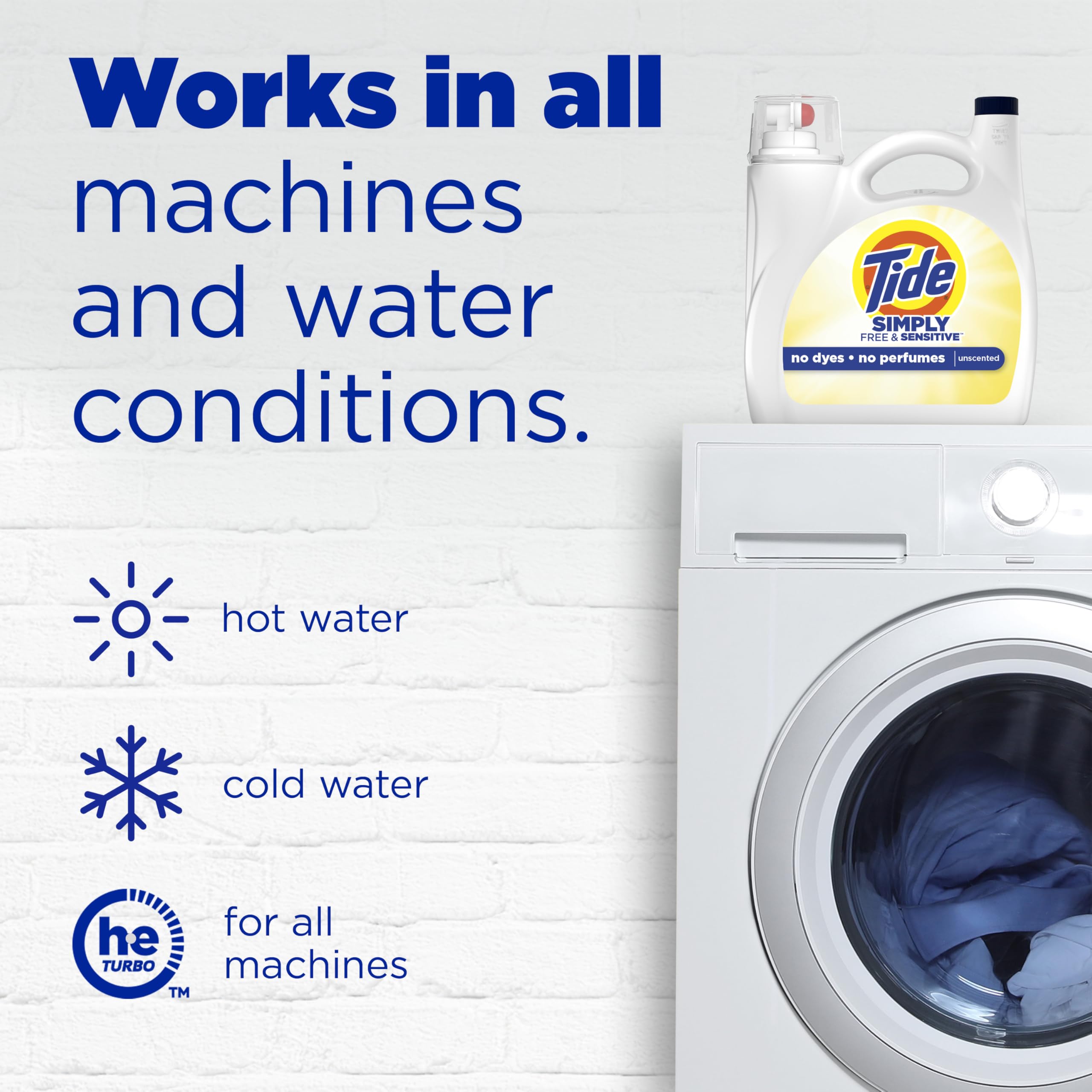Tide Simply Liquid Laundry Detergent, Free & Sensitive, 89 Loads, 117 oz, Tide Liquid Laundry Detergent, Laundry Soap