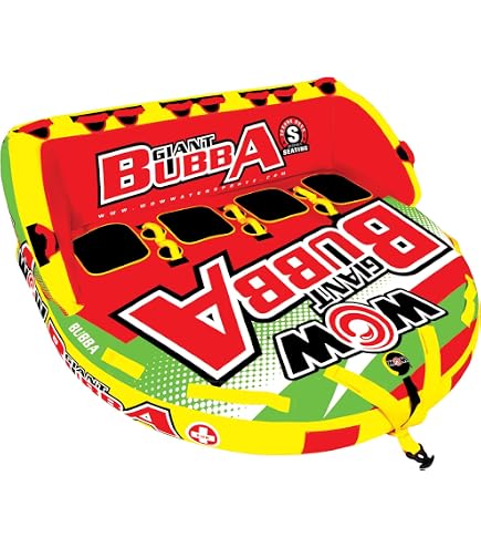 WOW Sports Max Vibes Towable Tube – 1-3 Person Float For Boating W/ 3K Rope