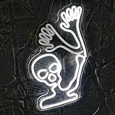 Skull Neon Sign Waving Ghost LED Halloween Wall Decor Light for Party | 5-step glow control, 16.7