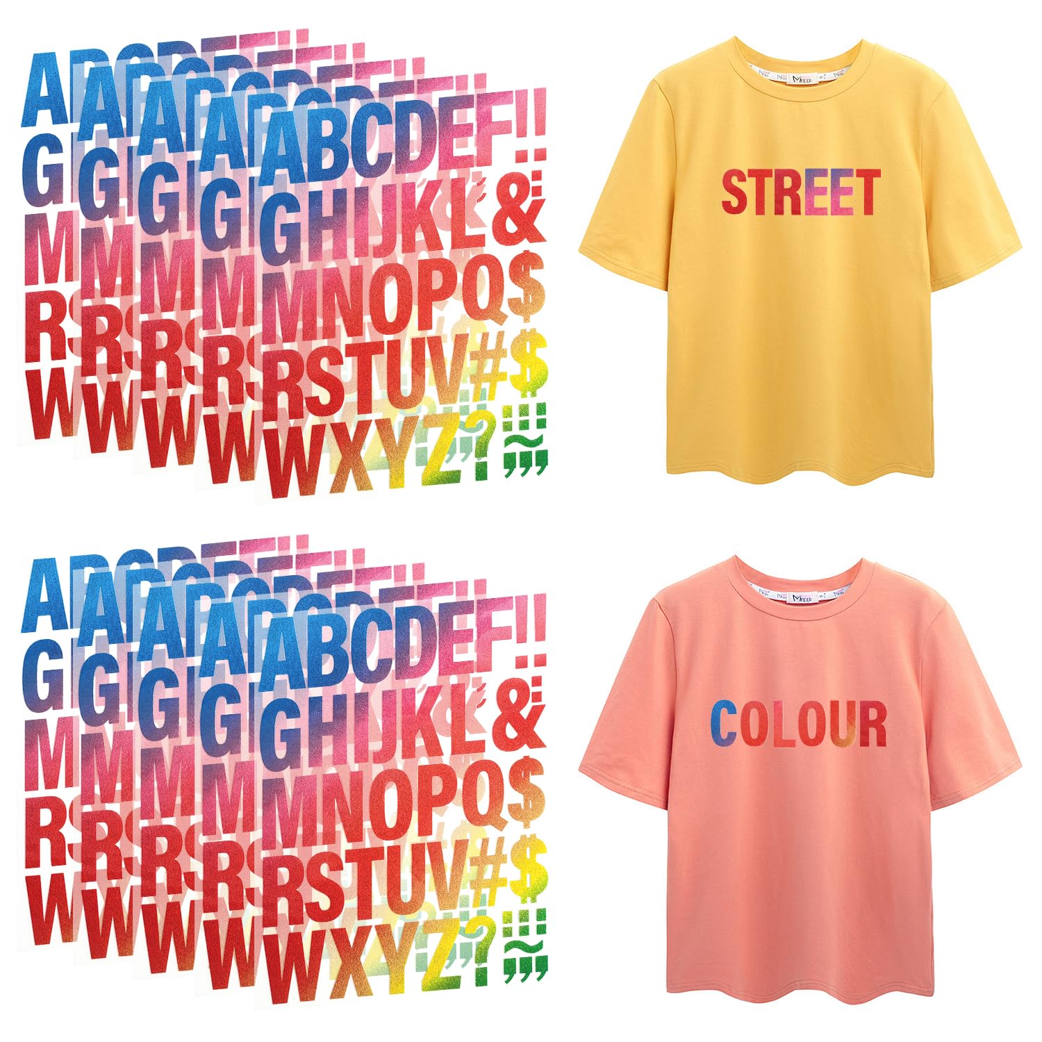 Photo 1 of FR 10Pcs Iron On Transfer Letters A-Z for T-Shirts,Hoodies,Pajamas,Bags,Hats and Other Handicrafts (Coloured)