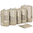 BAGSMART Compression Packing Cubes for Travel, 6 Set Travel Packing Cubes for Carry on Suitcases, Compression Travel Cubes & Suitcase Organizer for Packing with Shoe Bag Khaki