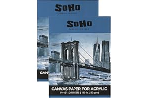 SoHo Urban Artist Acrylic Canvas Pads - Textured Canvas Paper Pad for Painting, Drawing, Pastels, Travel, & More! - [2-Pack - 9x12]