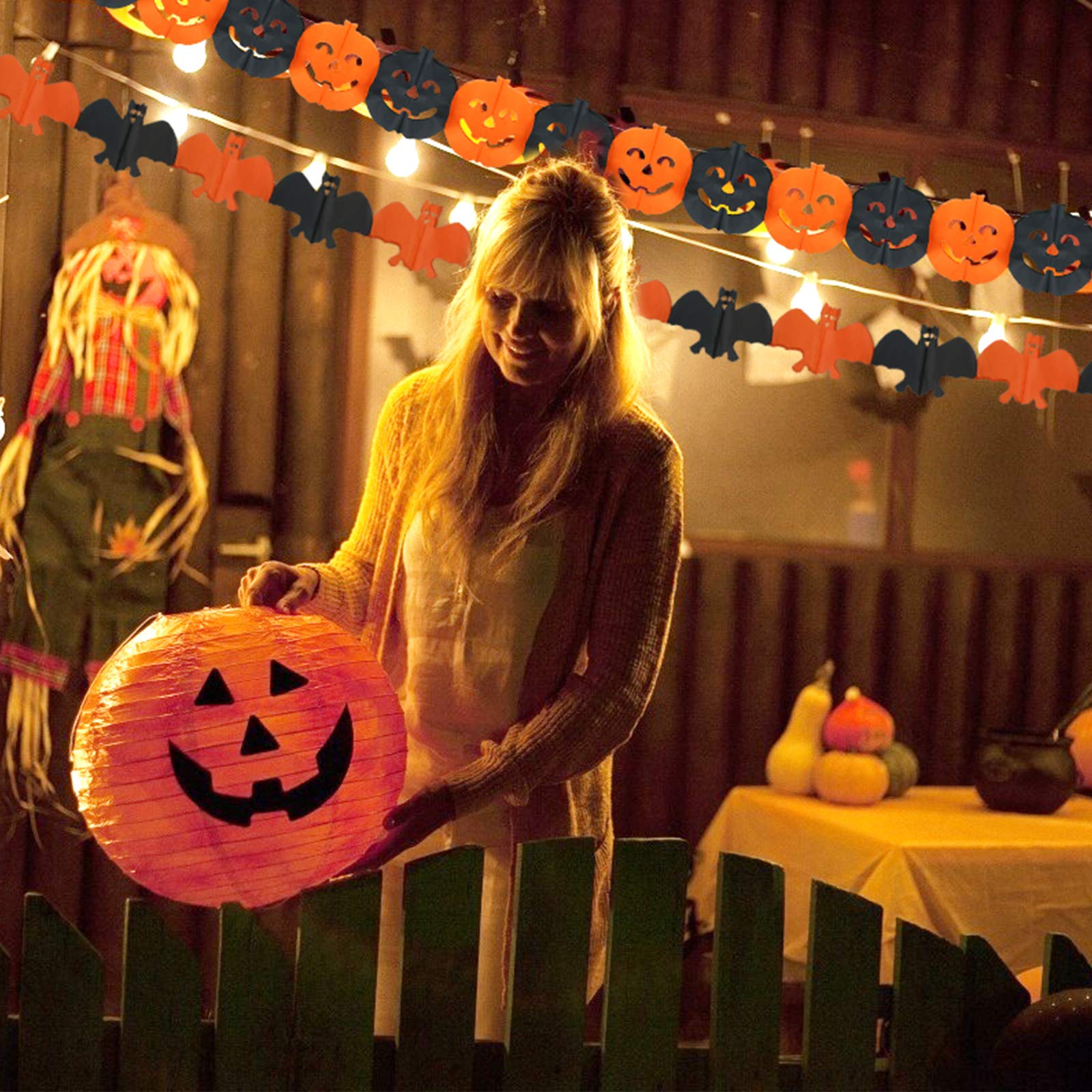 KATOOM 5STK Halloween Banner Halloweendeko Girlande Kürbis Geist Spinne Bat Skull Grusel deko für Karneval Halloween Allerheiligen Geburtstage