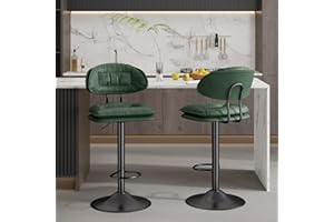 Daluvenix Bar Stools Set of 2,Modern Adjustable Swivel Counter Height Barstools for Kitchen Island,Double-Layer Upholstered Bar Chairs with Back,Green